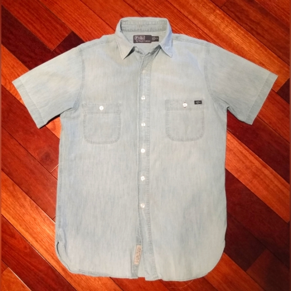 POLO Ralph Lauren Naval Rescue Denim Chambray Light Short Sleeve Button up shirt